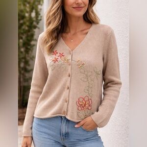 Talbot Beaded & Embroidered Knit Cardigan Sweater